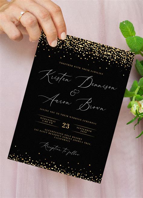 black gold invitation template|zazzle black and gold invitations.